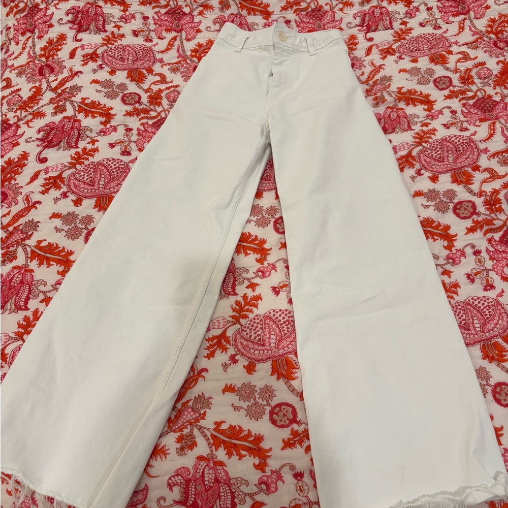 Zara High-Rise White Wide-Leg Jeans